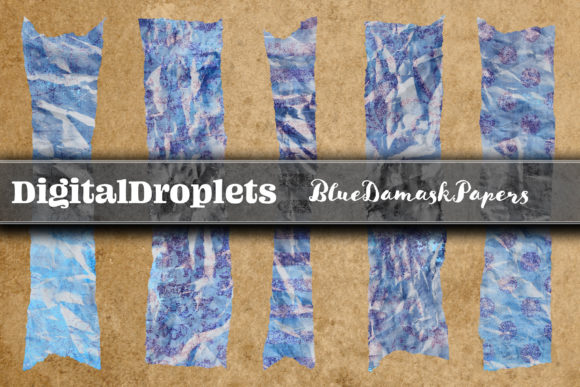 Blue Damask Washi Tapes: 180 Digital Textures for Your Projects