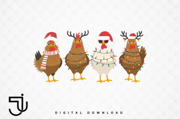 Chicken Christmas Lights Farm Animal PNG: A Festive Design Asset