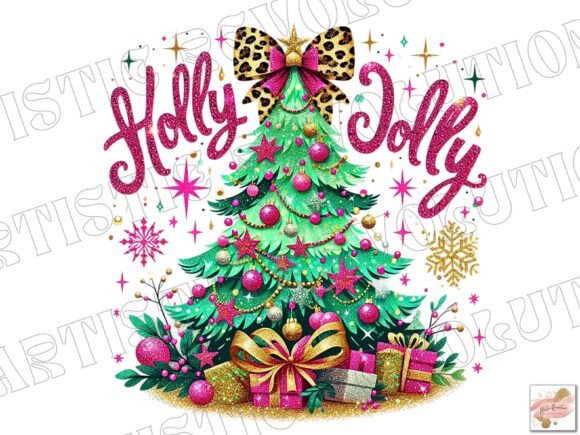 Glitter Holly Jolly Christmas Tree Png: Festive Design Magic
