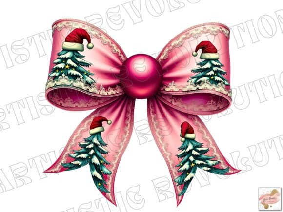 Pink Christmas Tree Bow - Christmas Png: A Festive Design Asset