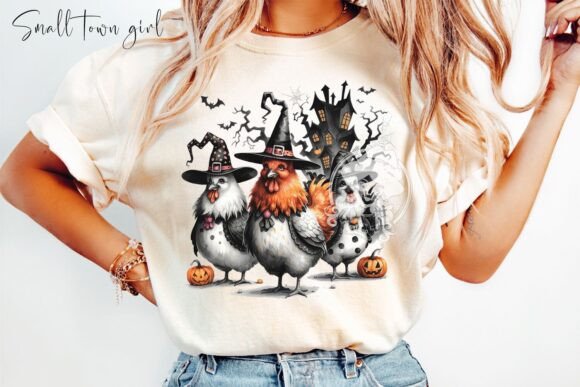 Unleash Spooky Charm with the Chicken Halloween Witch Sublimation Png
